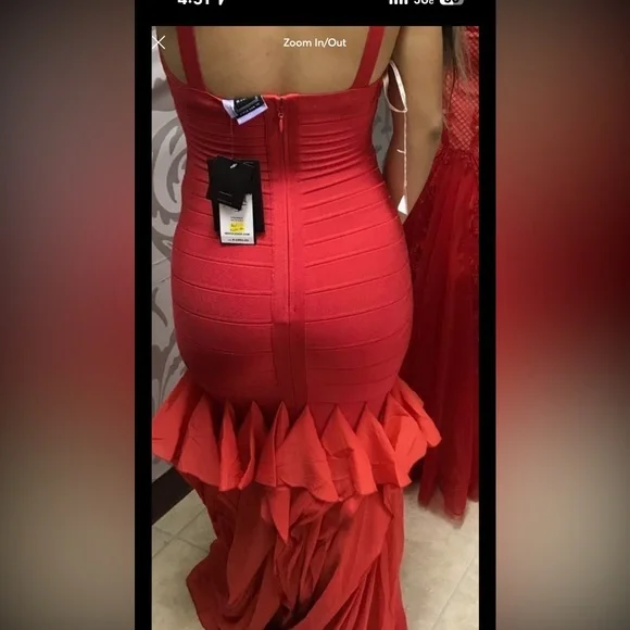 Herve Leger Red maxi, Fit and Flare Bandage dress, Size Small NWOT